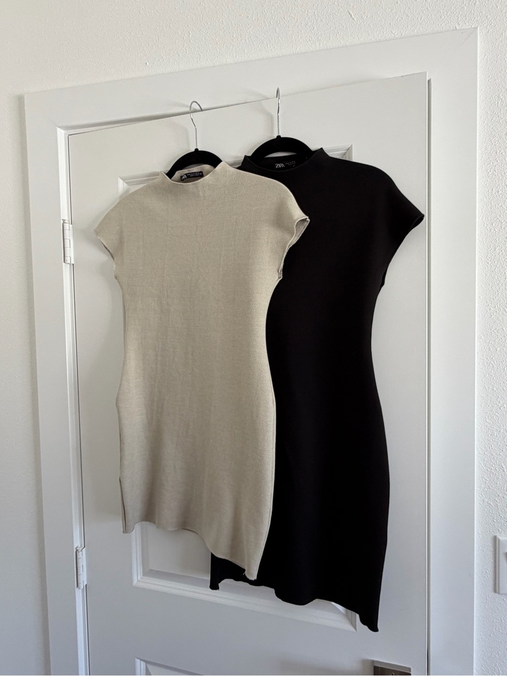 2 for 1 deal!! Zara Knit Cap-Sleeve Mini Dress — Black & Cream - Picture 2 of 3